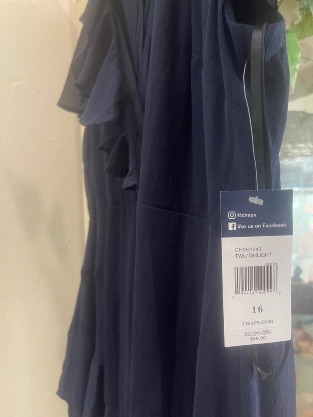Chaps Twilight Navy Ruffle Dress